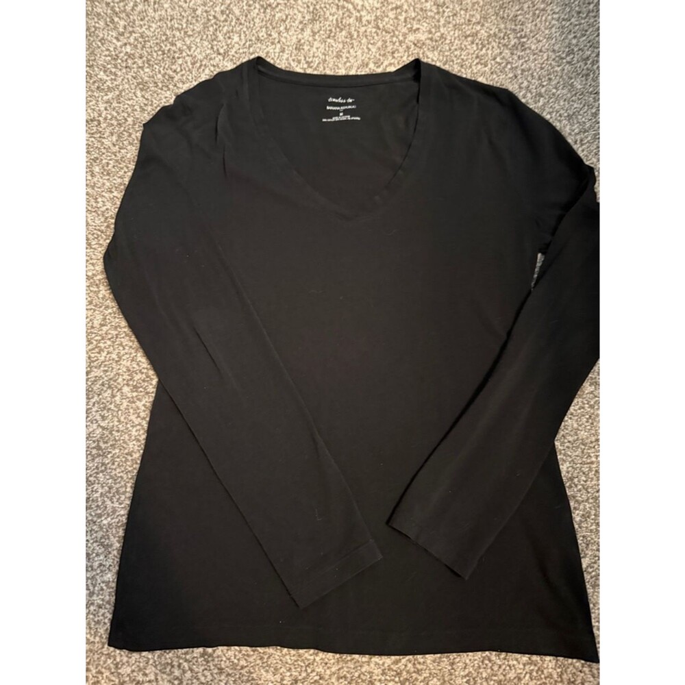 Banana Republic Timeless Black Tee V-Neck Long Sleeve Women's Top
